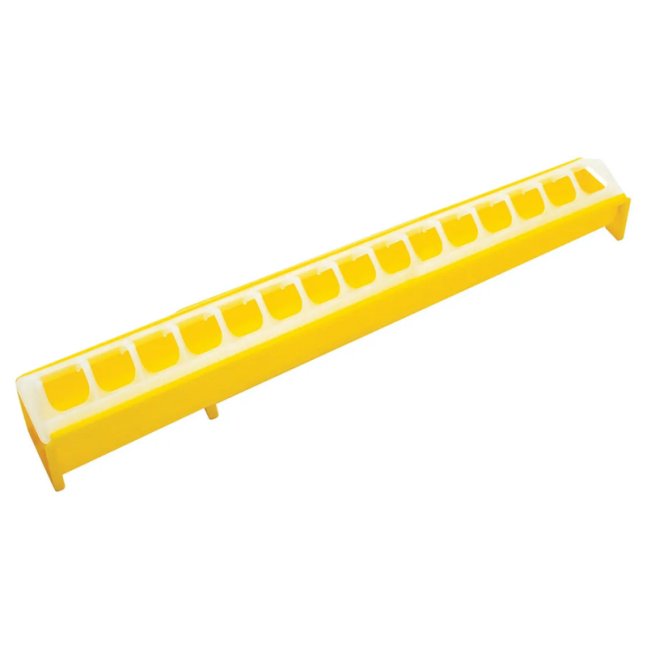 Žlabové krmítko pro kuřata 50 cm žluté se zasouvacím víkem