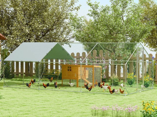 Výběh pro drůbež s bidlem PAWHUT D51-436V05SR, 3x6x1,95m