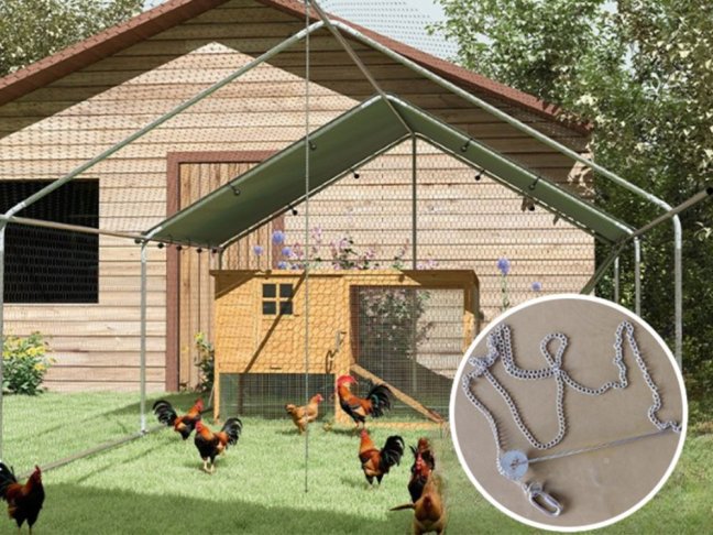 Výběh pro drůbež s bidlem PAWHUT D51-436V05SR, 3x6x1,95m