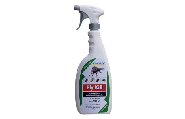 Roztok s rozprašovačem k hubení much, mravenců a molů SCHOPF FLY KILL 1000 ml