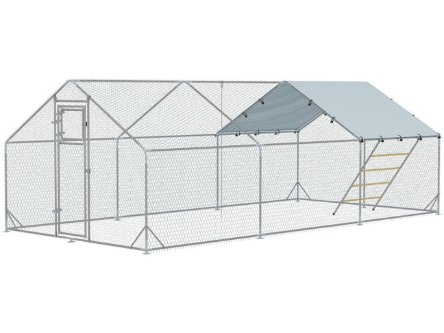 Výběh pro drůbež s bidlem PAWHUT D51-436V05SR, 3x6x1,95m
