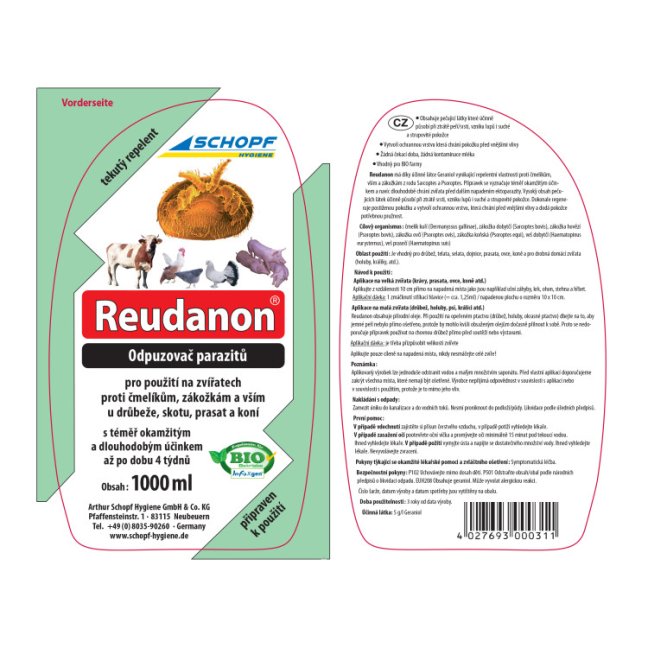 BIO roztok s rozprašovačem proti čmelíkům SCHOPF REUDANON 1000 ml