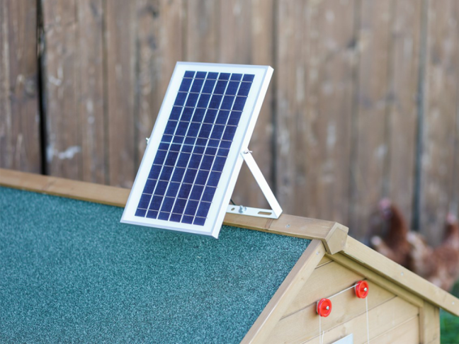 Solární sada k napájení automatického otevírání a zavírání kurníku KERBL 70556, 10W