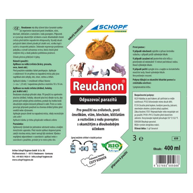 BIO roztok ve spreji proti čmelíkům SCHOPF REUDANON AEROSOL 400 ml